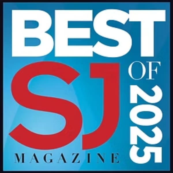 A blue and red graphic with white text reading "BEST OF SJ 2025 MAGAZINE".